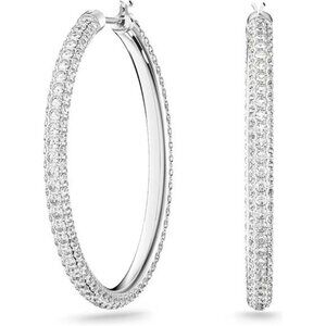 Crystal hoop earrings and necklace set white pavé rhodium plated jewelry